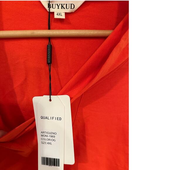 Buykud Plus Size Oversized Hoodie 4X Orange Long Sleeve Casual‎ Pullover Cropped - Picture 2 of 4